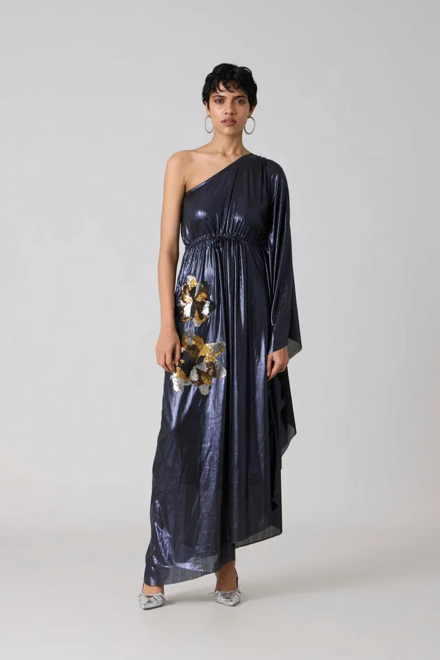 Scarlet Sage Dresses Keri Applique Dress 8211 Metallic Ink Blue 8211 Women