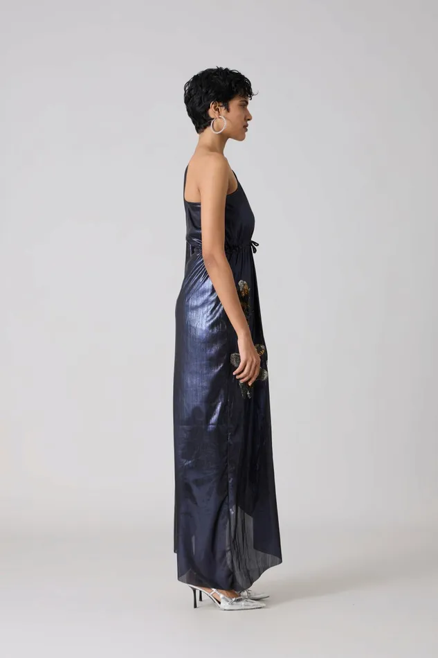 Scarlet Sage Dresses Keri Applique Dress 8211 Metallic Ink Blue 8211 Women