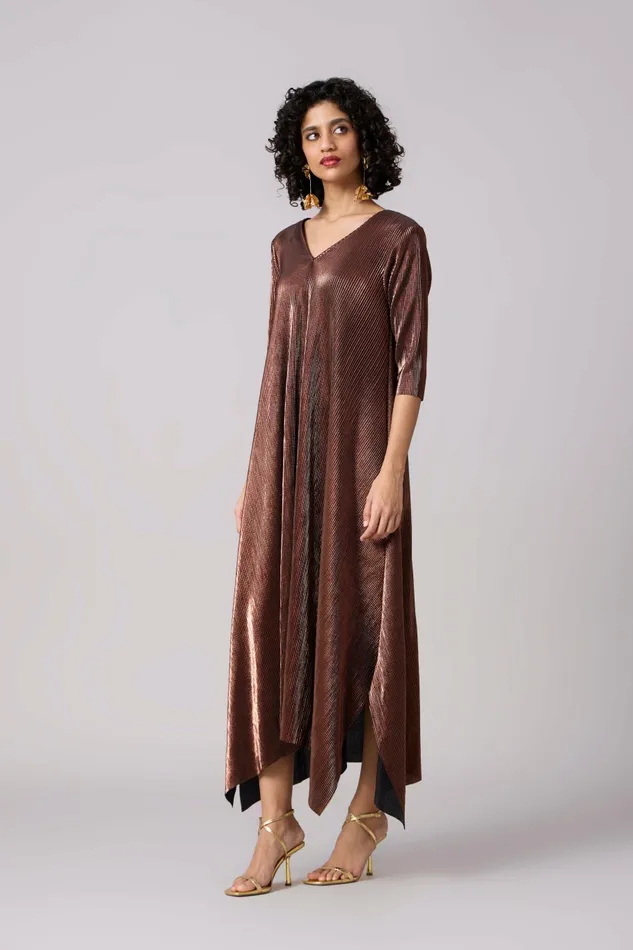 Scarlet Sage Dresses Zara Dress 8211 Micropleated Copper 8211 Women