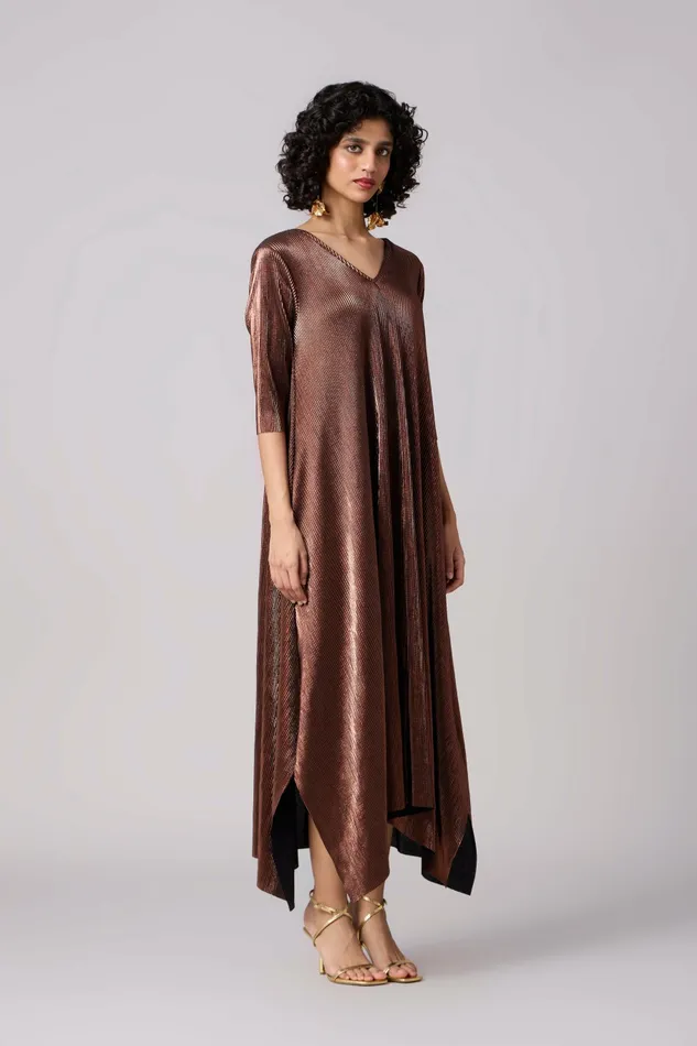 Scarlet Sage Dresses Zara Dress 8211 Micropleated Copper 8211 Women