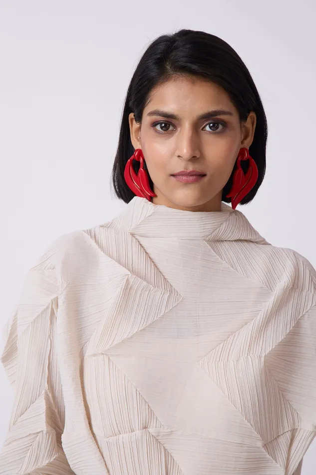 Scarlet Sage Gissa Bicalho Orchid Petal Earrings 8211 Red 8211 Women