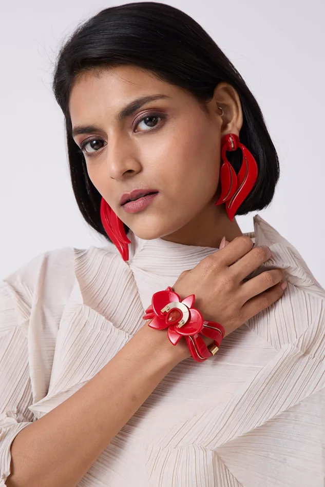 Scarlet Sage Gissa Bicalho Orchid Petal Earrings 8211 Red 8211 Women