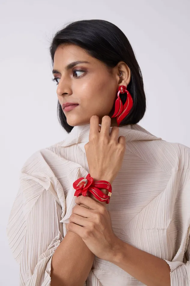 Scarlet Sage Gissa Bicalho Orchid Petal Earrings 8211 Red 8211 Women