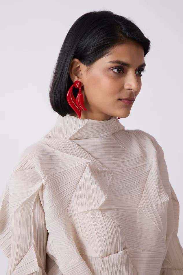 Scarlet Sage Gissa Bicalho Orchid Petal Earrings 8211 Red 8211 Women