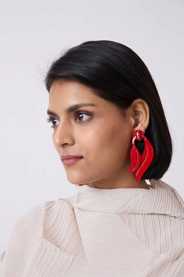 Scarlet Sage Gissa Bicalho Orchid Petal Earrings 8211 Red 8211 Women