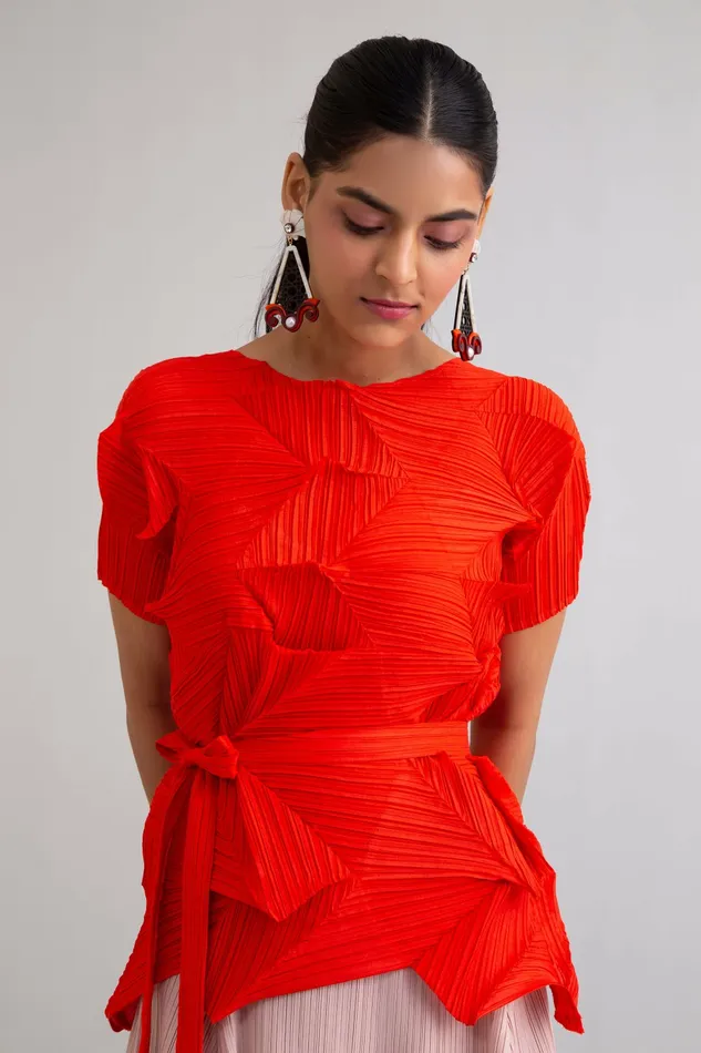 Scarlet Sage Gissa Bicalho Shell Lattice Earrings 8211 Orange Maroon and Ivory 8211 Women