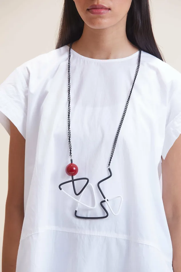 Scarlet Sage Samuel Coraux Triano Long Necklace 8211 Black White and Bordeaux 8211 Women