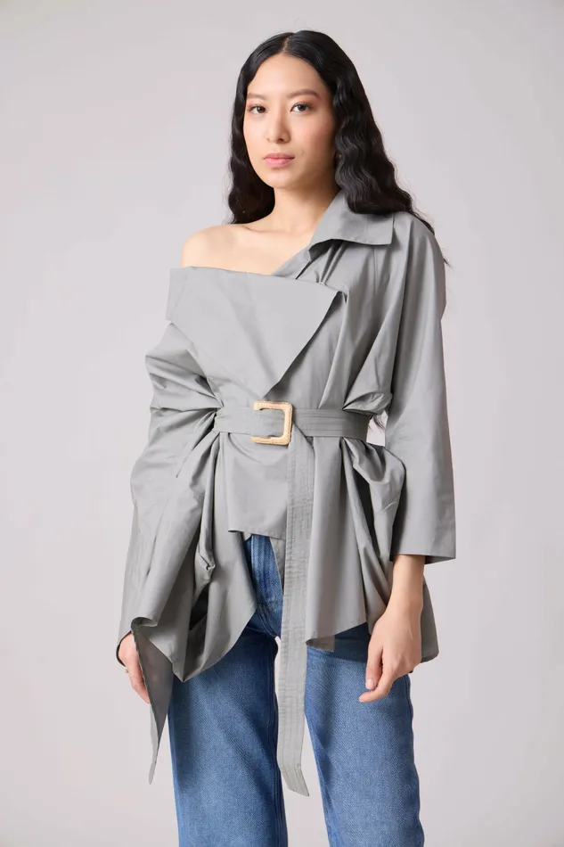 Scarlet Sage Tops Ayaka Shirt 8211 Storm Grey 8211 Women