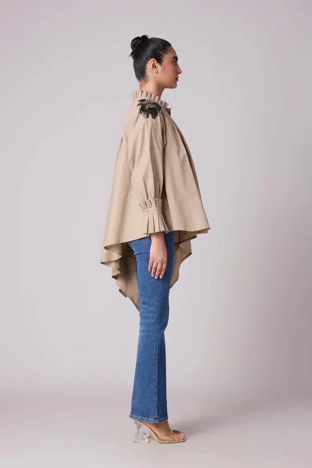 Scarlet Sage Tops Cove Applique Shirt 8211 Khaki 8211 Women