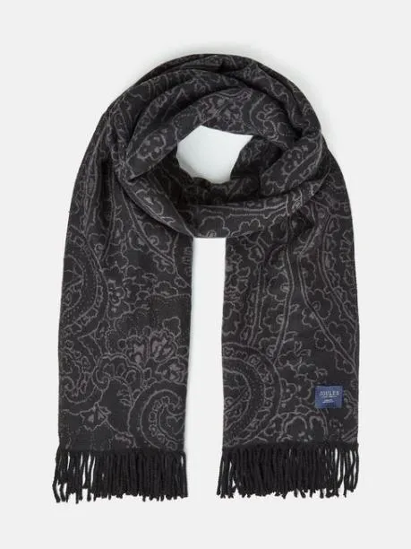 Scarves Women Joules Black and Grey DoubleSided Jacquard Scarf
