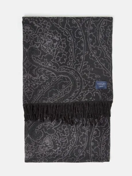 Scarves Women Joules Black and Grey DoubleSided Jacquard Scarf