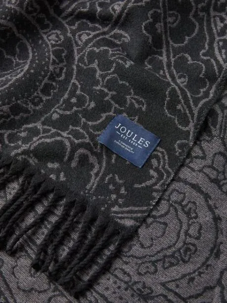 Scarves Women Joules Black and Grey DoubleSided Jacquard Scarf