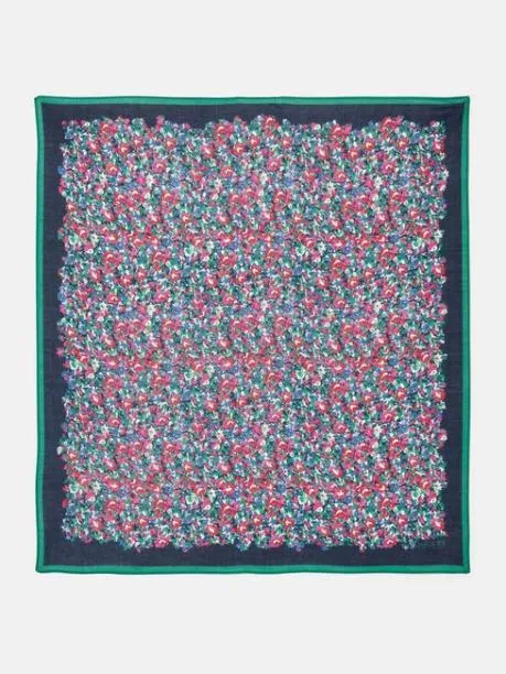 Scarves Women Joules Multi Navy Printed Lightweight Square Scarf