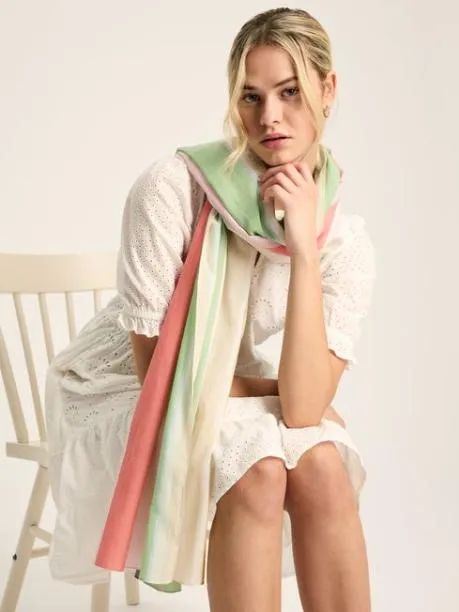 Scarves Women Joules Stripe Cotton Summer Scarf