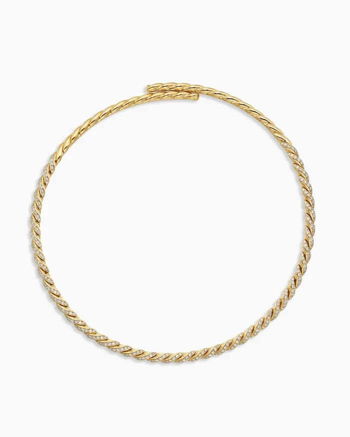 Sculpted Cable Flex Necklace In 18K Yellow Gold With Diamonds 5mm Women David Yurman Statement Sculpted Cable Flex Necklace In 18K Yellow Gold With Diamonds 5mm Women David Yurman Statement