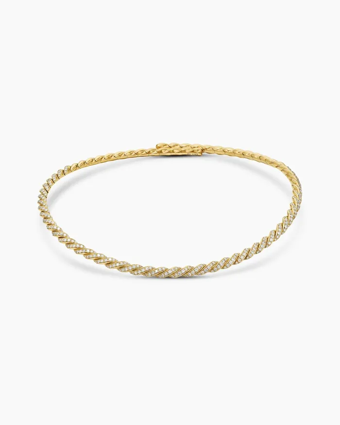 Sculpted Cable Flex Necklace In 18K Yellow Gold With Diamonds 5mm Women David Yurman Statement Sculpted Cable Flex Necklace In 18K Yellow Gold With Diamonds 5mm Women David Yurman Statement