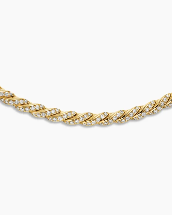 Sculpted Cable Flex Necklace In 18K Yellow Gold With Diamonds 5mm Women David Yurman Statement Sculpted Cable Flex Necklace In 18K Yellow Gold With Diamonds 5mm Women David Yurman Statement