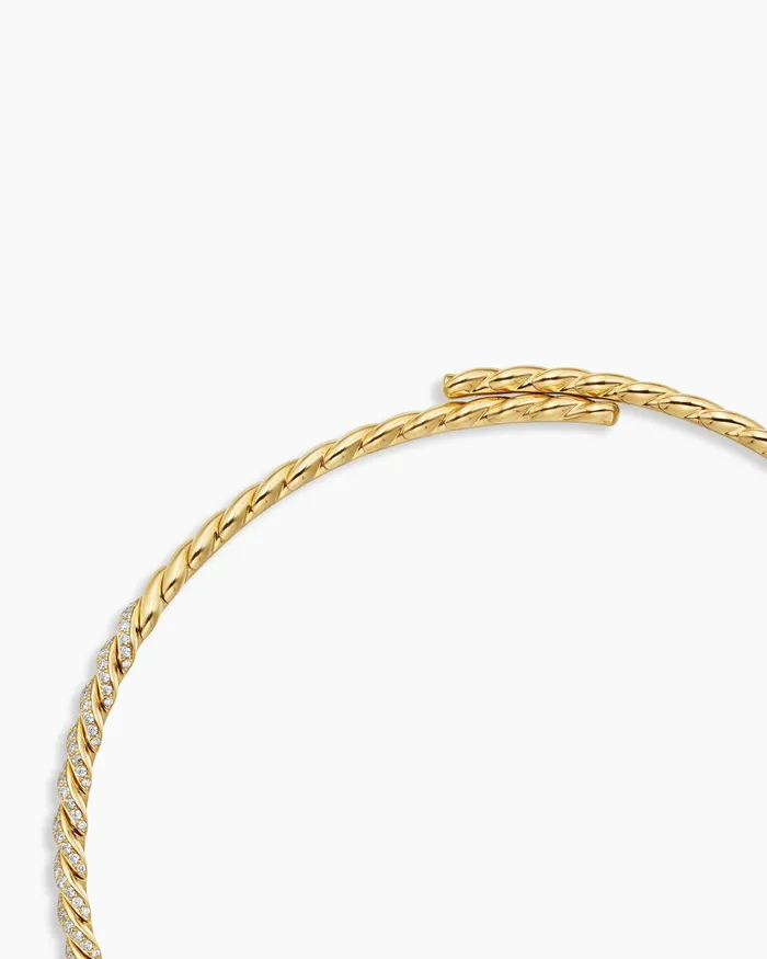 Sculpted Cable Flex Necklace In 18K Yellow Gold With Diamonds 5mm Women David Yurman Statement Sculpted Cable Flex Necklace In 18K Yellow Gold With Diamonds 5mm Women David Yurman Statement
