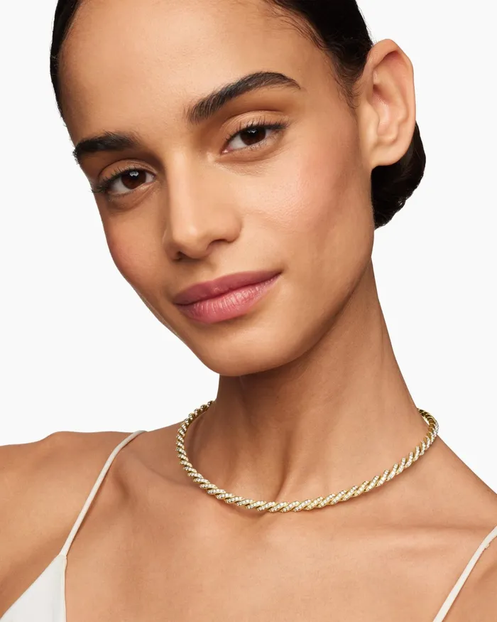 Sculpted Cable Flex Necklace In 18K Yellow Gold With Diamonds 5mm Women David Yurman Statement Sculpted Cable Flex Necklace In 18K Yellow Gold With Diamonds 5mm Women David Yurman Statement