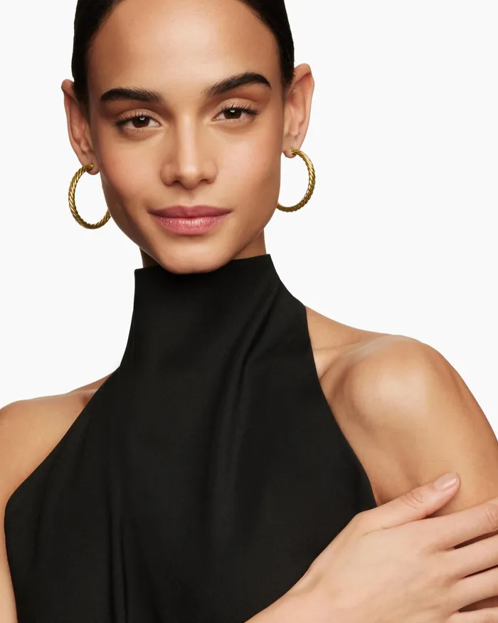 Sculpted Cable Hoop Earrings In 18K Yellow Gold 175in Women David Yurman Hoop Sculpted Cable Hoop Earrings In 18K Yellow Gold 175in Women David Yurman Hoop