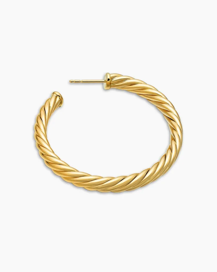 Sculpted Cable Hoop Earrings In 18K Yellow Gold 175in Women David Yurman Hoop Sculpted Cable Hoop Earrings In 18K Yellow Gold 175in Women David Yurman Hoop