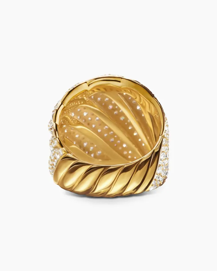 Sculpted Cable Ring In 18K Yellow Gold With Diamonds 20mm Women David Yurman Statement Sculpted Cable Ring In 18K Yellow Gold With Diamonds 20mm Women David Yurman Statement
