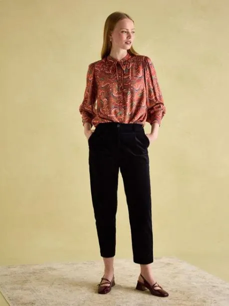 Shirts and Blouses Women Joules Red Paisley Pussybow Tie Blouse