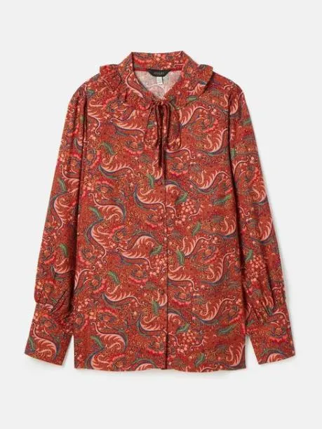 Shirts and Blouses Women Joules Red Paisley Pussybow Tie Blouse