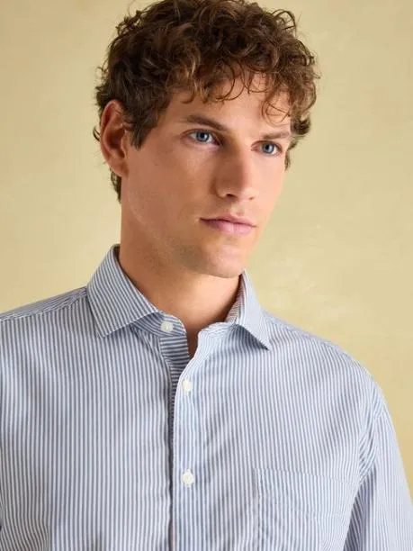 Shirts Men Joules Navy Stripe Cotton Shirt