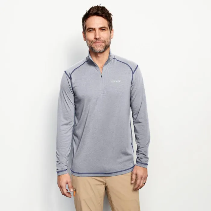 Shirts Men Orvis Drirelease QuarterZip Light Gray