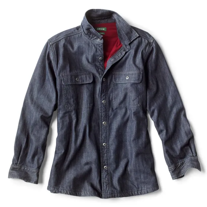 Shirts Men Orvis Lined Teton Denim Shirt Dark Indigo