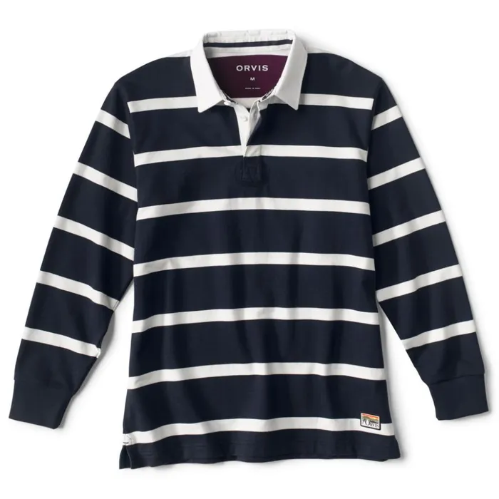 Shirts Men Orvis LongSleeved Rugby Shirt Navywhite