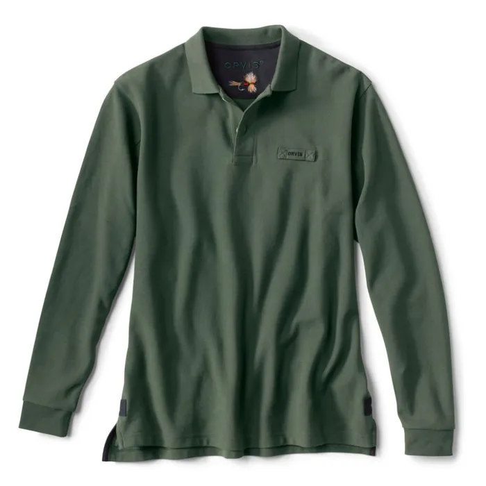Shirts Men Orvis The Orvis Signature LongSleeved Polo 8211 Regular Dark Pine
