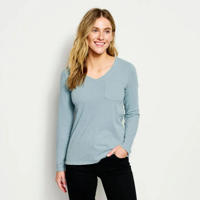 Shirts Women Orvis Canyon VNeck LongSleeved Tee Tidewater