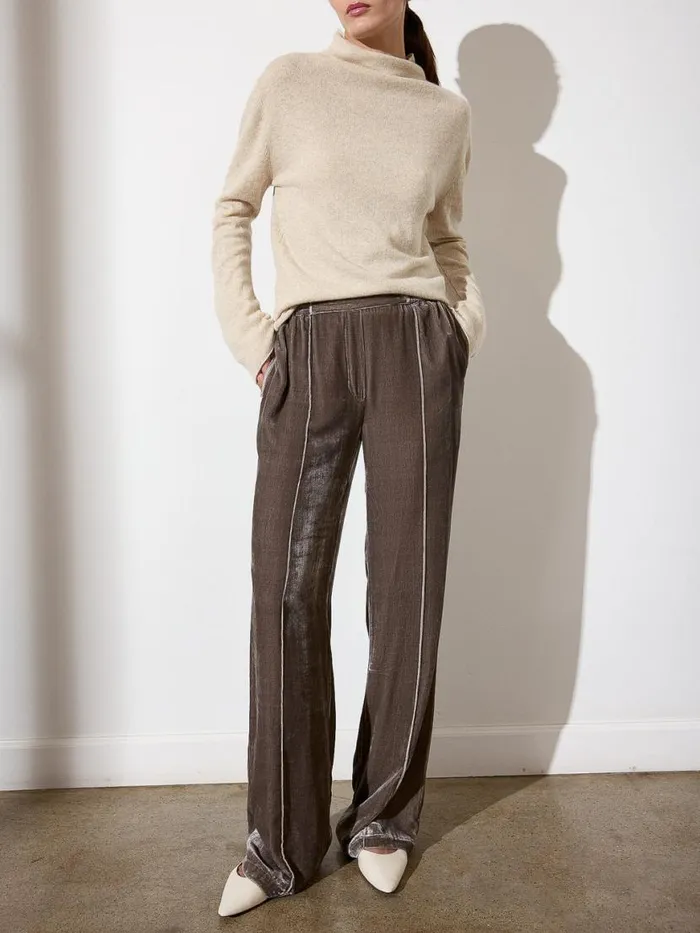 Shop Brochu Walker 100 Cashmere The Rhone Relaxed Funnel Sweater Bisque Mlange
