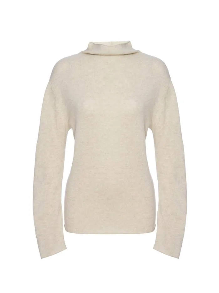 Shop Brochu Walker 100 Cashmere The Rhone Relaxed Funnel Sweater Bisque Mlange