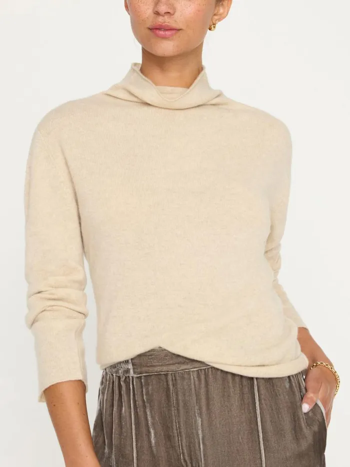 Shop Brochu Walker 100 Cashmere The Rhone Relaxed Funnel Sweater Bisque Mlange