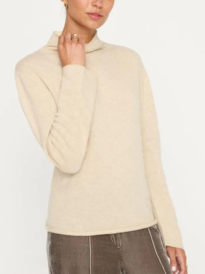 Shop Brochu Walker 100 Cashmere The Rhone Relaxed Funnel Sweater Bisque Mlange