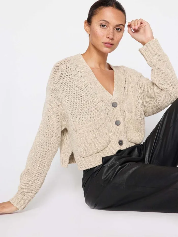 Shop Brochu Walker Cardigans The Cropped Cardigan Ecru Multi