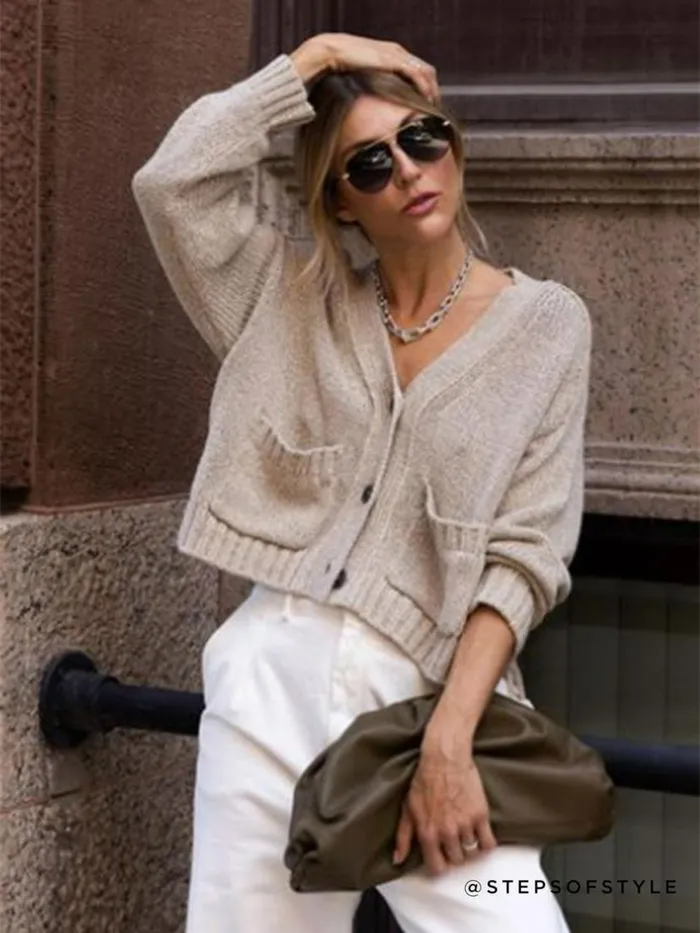 Shop Brochu Walker Cardigans The Cropped Cardigan Ecru Multi