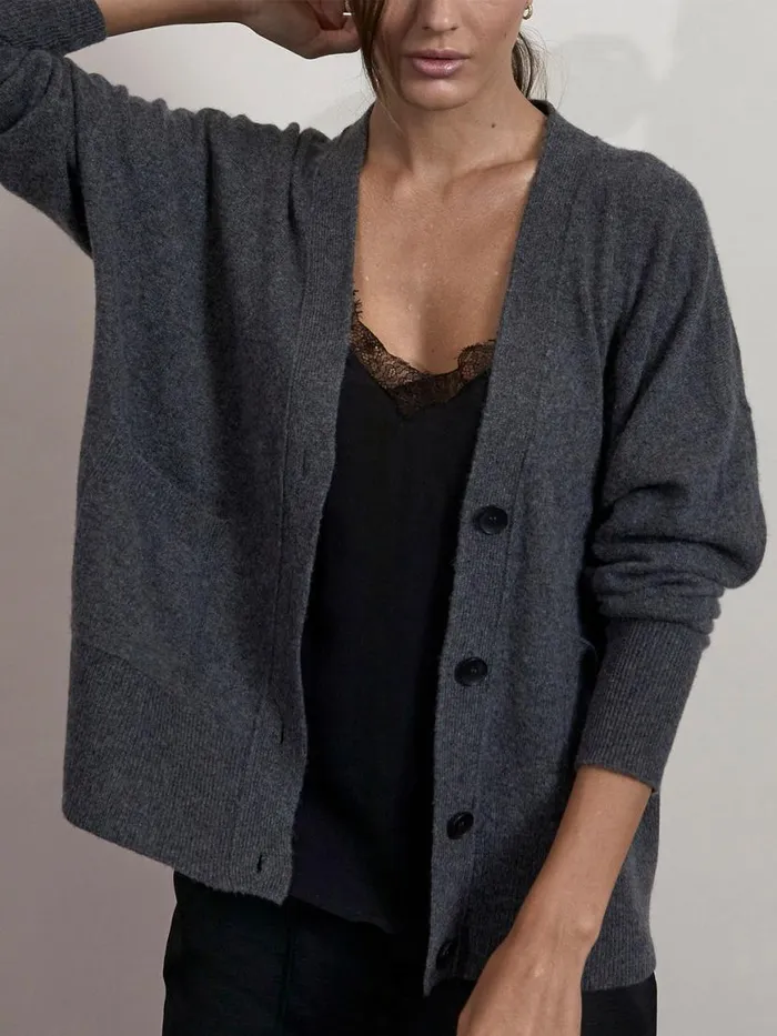 Shop Brochu Walker Cardigans The Lace Looker Cardigan Dark Charcoal With Black Underlayer