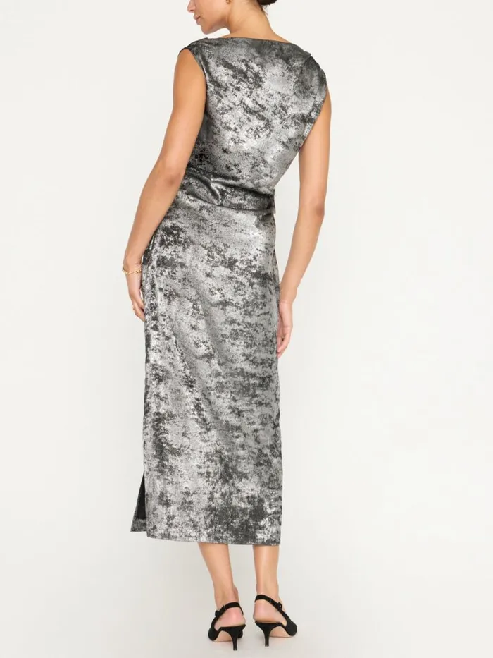 Shop Brochu Walker Dresses The Trey Draped Waist Dress Galaxy Silver