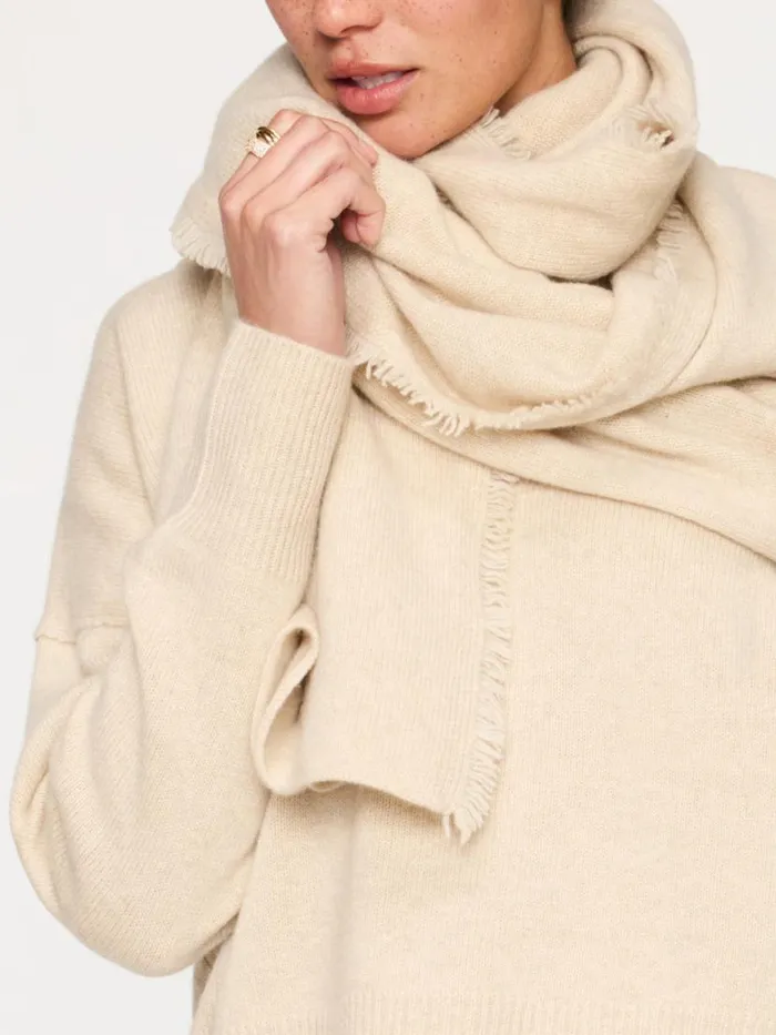 Shop Brochu Walker Scarves and Gloves The Cashmere Fringe Wrap Bisque Mlange