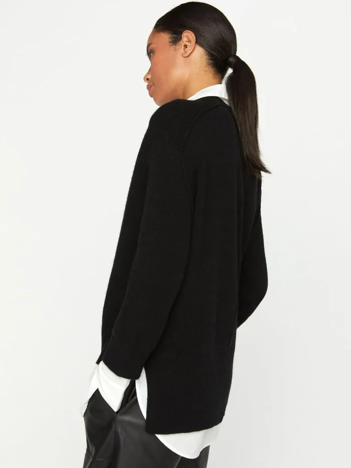 Shop Brochu Walker Sweaters The Looker Layered VNeck Black Onyx With White Underlayer