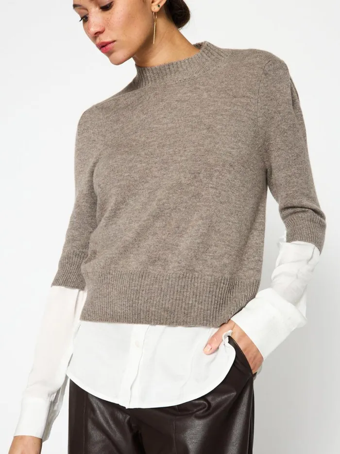 Shop Brochu Walker Sweaters The Stella Looker Otter Mlange W White