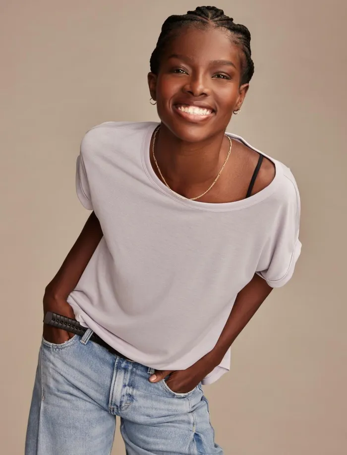 Short Sleeve Sandwash Dolman Tee Thistle Women Lucky Brand Knit Tops