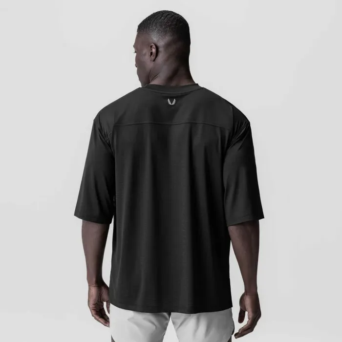 Short Sleeves Men ASRV 3DLite 20 Lycra 34Sleeve Oversized Tee Black 034otwr034