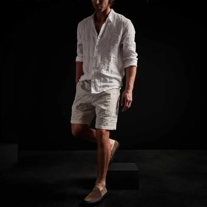 Shorts Men James Perse Linen Utility Short Salt Pigment