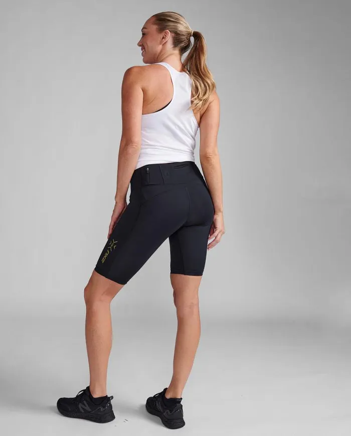 Shorts Womens 2XU Light Speed MidRise Compression Shorts Blackgold Reflective