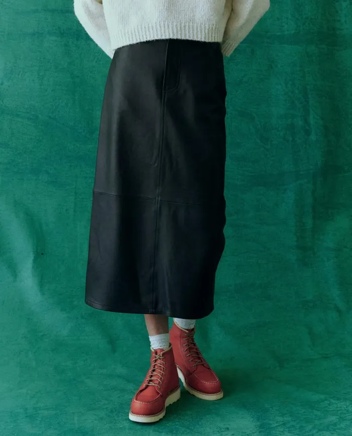 Skirts and Shorts Women The Great The Leather Column Skirt Black